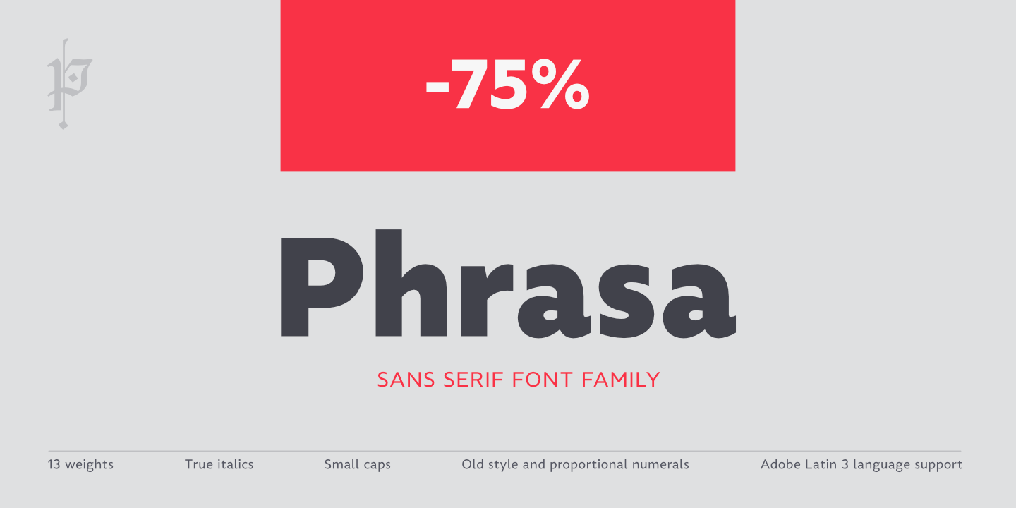 Przykład czcionki Phrasa Thin Italic